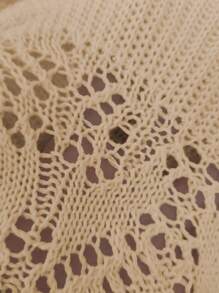 SHEIN Swim Springbreak Vacation Casual Solid Color Hollow Out Knit Cover Up & Shorts Set