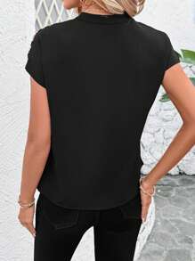 SHEIN Clasi Outfit da vacanza donna, camicia elegante da donna con scollo a V, con stampa leopardata, effetto color block e applicazioni di perline