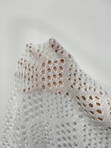 Swim Vcay 纯色镂空针织透明罩衫，适合海滩/度假