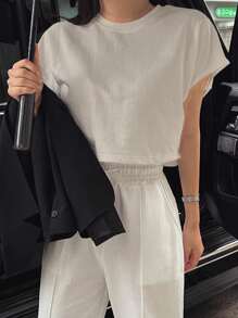 DAZY Women Solid Color Batwing Sleeve Cropped T-Shirt For Summer Preppy Tops - Apricot - View 3