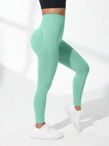 SHEIN Yoga Basic Nahtlose Sporthose mit hoher Elastizität, einfarbig, modisch