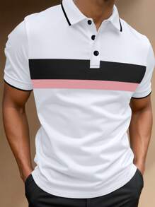 Manfinity Homme 男士休闲撞色条纹短袖 Polo 衫