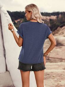 LanaWest Áo thun tay ngắn in họa tiết hoa Bohemian, thường ngày cho lễ hội âm nhạc - Màu xanh lam - Xem 2