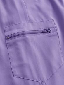 TaskEZ Bộ đồng phục phẫu thuật quần ngắn tay màu trơn - Màu tím - Xem 7