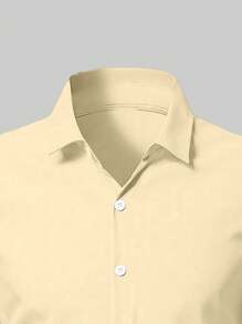 Manfinity Mode Camisa casual/de negocios de manga larga y de un solo pecho de unicolor para hombre de talla grande