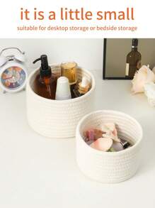 1pc Small Rope Storage Basket Handmade Small Item Storage Box Desktop Storage Basket Storage Basket Hand-Woven Storage Box Can Hold Keys, Wallets