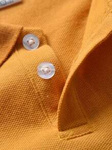 SHEIN 小男童字母刺繡POLO衫和運動褲套裝 - 彩色 - 查看 5