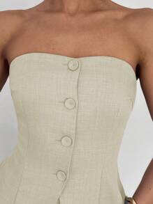 Siren Gaze 女士抹胸套装，灰色办公室套装，女性商务装，女士夏装，女士秋冬工作服 - 杏色 - 查看 3