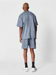 SUMWON Suedette Tee And Short 2 Piece Set - Baby Blue - View 4