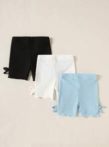 2pcs/Set Girls' Baby Striped Fabric Pants With Bow Decor, Spring/Summer - Multicolor - View 2