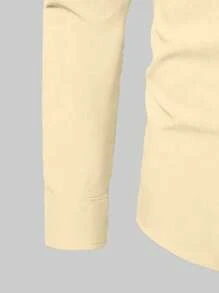 Manfinity Mode Camisa casual/de negocios de manga larga y de un solo pecho de unicolor para hombre de talla grande