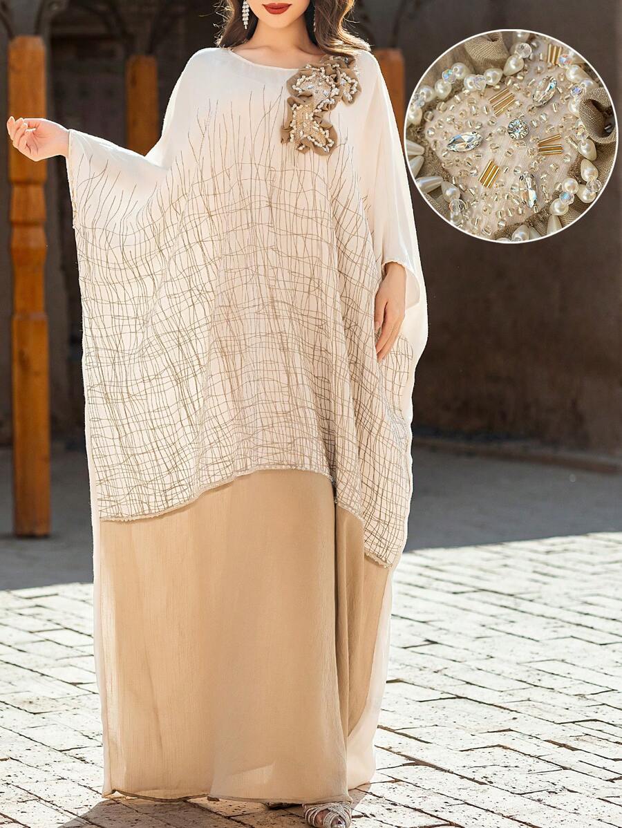 Layrah Áo choàng dài thêu, thời trang tối giản, trang phục thường ngày, Kaftan & Jalabiya, khiêm tốn