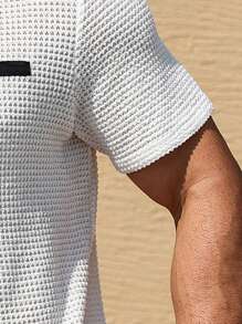 Manfinity Homme Plus Size Men's Casual Color Block Collar Short Sleeve Polo Shirt
