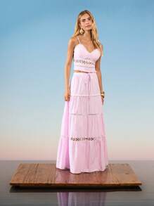 SHE(IN) BRASIL 净色吊带背心和抽绳腰裙 - 粉色 - 查看 1