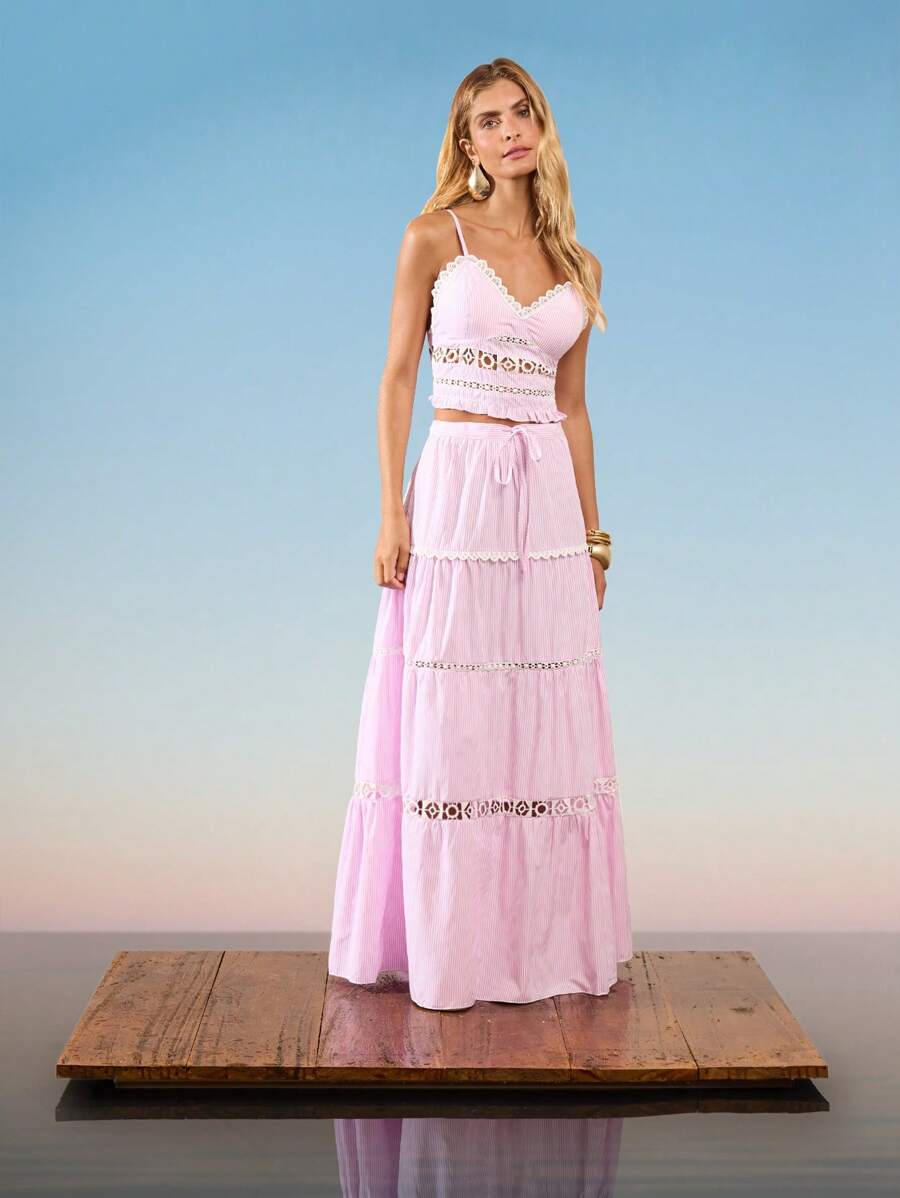 SHE(IN) BRASIL 净色吊带背心和抽绳腰裙 - 粉色 - 查看 1