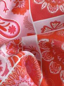 Swim Mod Springbreak 女士随机印花细肩带上衣和高开叉下装两件套比基尼套装，适合度假穿着，可爱泳衣 - 彩色 - 查看 5