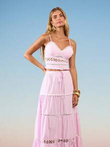 SHE(IN) BRASIL 净色吊带背心和抽绳腰裙 - 粉色 - 查看 6