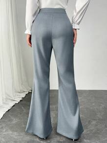 Modelyn Women Deep Gray Flared Long Pants With Slit Ankle Design - Dark Grey - View 2