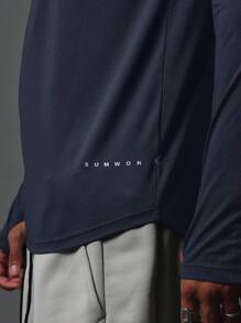 SUMWON Athletic Performance Long Sleeve Mock Neck Training Top With Thumbholes, Moisture Wicking Compression Sport Base Layer For Running Gym Workout, Modern Fitness Athleisure Wear