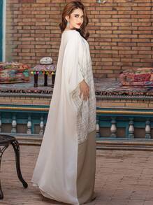 Layrah Áo choàng dài thêu, thời trang tối giản, trang phục thường ngày, Kaftan & Jalabiya, khiêm tốn - Nhiều màu - Xem 9