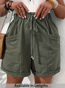 SHEIN Tall CURVE Women's Plus Size Fashionable Casual Loose Shorts With Pocket Design