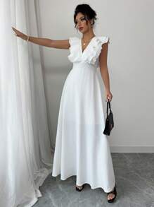 Elenzga Layered Ruffle Trim Elastic Waist Sleeveless Dress