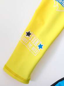 男童撞色拼布连体泳衣