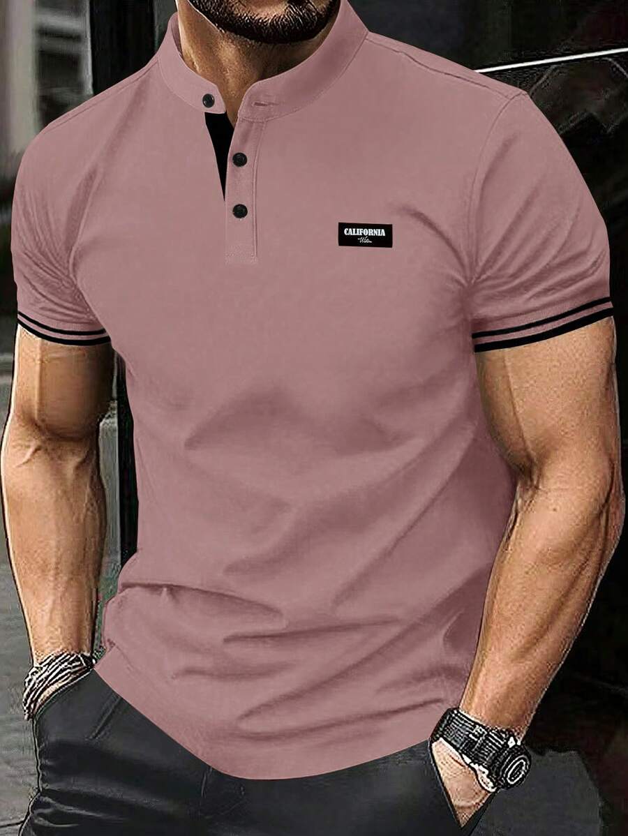 Manfinity Homme 男式休闲百搭简约修边 Polo 衫 - 粉色 - 查看 1