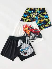 SHEIN 3pcs/Set Young Boy Digital Print Boxer Briefs - Multicolor - View 3