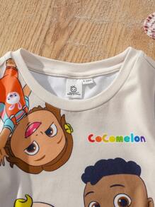 CoComelon X SHEIN Baby Boy Cartoon Print Casual Short Sleeve T-Shirt - Apricot - View 6