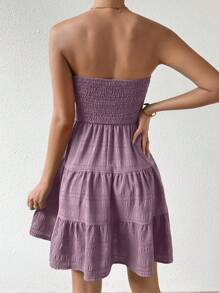 Chiquease Vestido de varios niveles con dobladillo sin mangas de unicolor, para uso vacacional