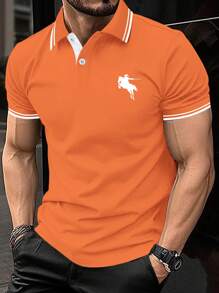 Manfinity Homme Men's Striped Short Sleeve Casual Commuter Polo Shirt