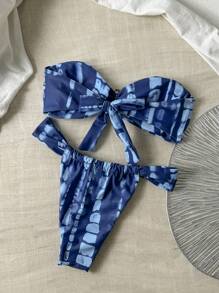 Swim Vcay Springbreak 女士夏季随机印花抹胸金属装饰性感比基尼套装 - 彩色 - 查看 2