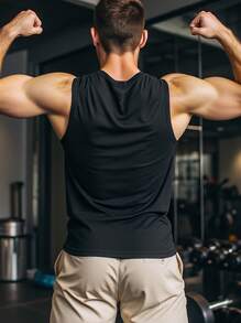 Manfinity Sport Corelite Áo ba lỗ thể thao cổ tròn in hình đầu bò cho nam - màu đen - Xem 2
