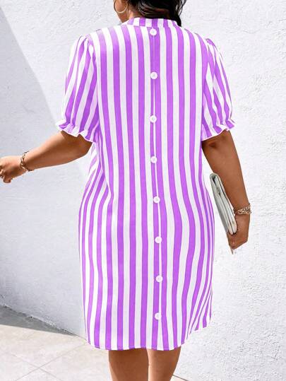 Plus Size Women's Striped Print Simple Daily Dress Maxi Women Outfit