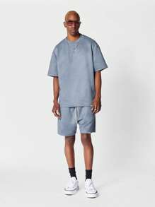 SUMWON Suedette Tee And Short 2 Piece Set - Baby Blue - View 2
