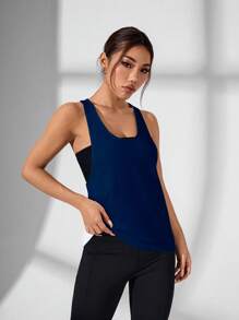 Gameset SHEIN Sport Women's Letter Print Daily Fitness Racerback Tank Top - Navy Blue - View 5