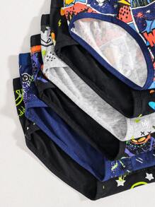 6 pezzi/confezione Slip da ragazzo pre-adolescente in morbida miscela di cotone, confortevole e traspirante, con stampe di console da gioco vibranti e facce sorridenti