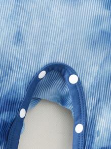 1pc Newborn Baby Boys' Casual Tie-Dye Pattern Knitted Sleeveless Jumpsuit With Snap Closure At Neckline, Suitable For Daily Indoor And Outdoor Wear, 1-9 Months - Blue - View 4