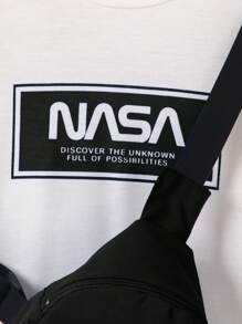 SHEIN Set 3 áo thun và quần đùi có túi cho bé trai, thời trang thể thao giản dị và dễ thương cho mùa xuân hè - màu đen - Xem 3