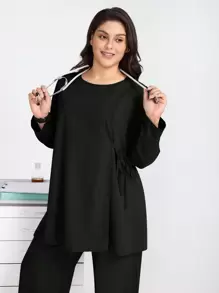 TaskEZ Conjunto de uniforme de trabajo de unicolor de manga larga y pantalón largo, ropa de trabajo para mujeres de talla grande, ropa de dos piezas, trajes de trabajo, trajes de talla grande para mujeres, ropa de talla grande para mujeres, pantalones de talla grande para mujeres, conjuntos de ropa de talla grande para mujeres