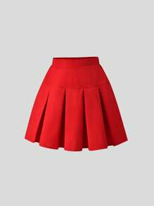 SHEIN Explorewe Teen Girl Ruffled Sleeve Textured Top And Pleated Mini Skirt Set, Suitable For Casual Holiday - White - View 3