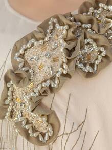 Layrah Áo choàng dài thêu, thời trang tối giản, trang phục thường ngày, Kaftan & Jalabiya, khiêm tốn - Nhiều màu - Xem 4