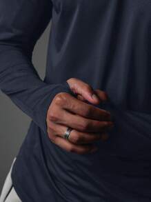 SUMWON Athletic Performance Long Sleeve Mock Neck Training Top With Thumbholes, Moisture Wicking Compression Sport Base Layer For Running Gym Workout, Modern Fitness Athleisure Wear