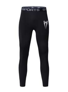 Manfinity Sport Corelite Men's Spider Print & Letter Design Sports Compression Leggings Comfortable Breathable Slim Fit For Gym Compression Sports Tights White Leggings1pc Men's Thermal Lined Base Layer Pants, High Elasticity Waist Compression Leggings, Solid Color, Knit Fabric, Suitable For Casual & Formal Occasions, Autumn/Winter Thermal Pants