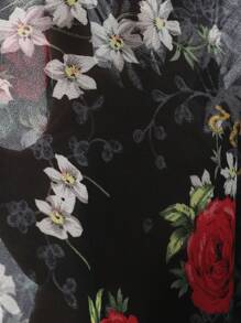 Aveloria Modichic European Retro Palace Random Floral Rose Print Shirred Puff Sleeve Long Sleeve Shirred Waist Maxi A-Line Dress For Women Fall Cloth For Women