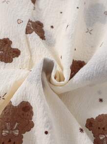 1 Pc Girls Bear Heart Star Print Short Sleeve Sleepwear Dress, Home Wear,Summer,Travel - Multicolor - View 5