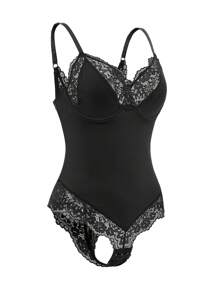 Women's Minimalist Fashion Casual Daily Wear Bodysuit - Black - View 3