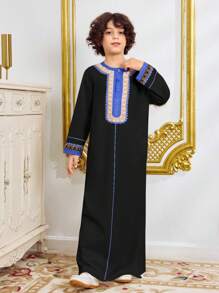 Tween Boy Casual Everyday Celebration Long Tunic Shirt - Black - View 4