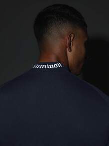 SUMWON Athletic Performance Long Sleeve Mock Neck Training Top With Thumbholes, Moisture Wicking Compression Sport Base Layer For Running Gym Workout, Modern Fitness Athleisure Wear